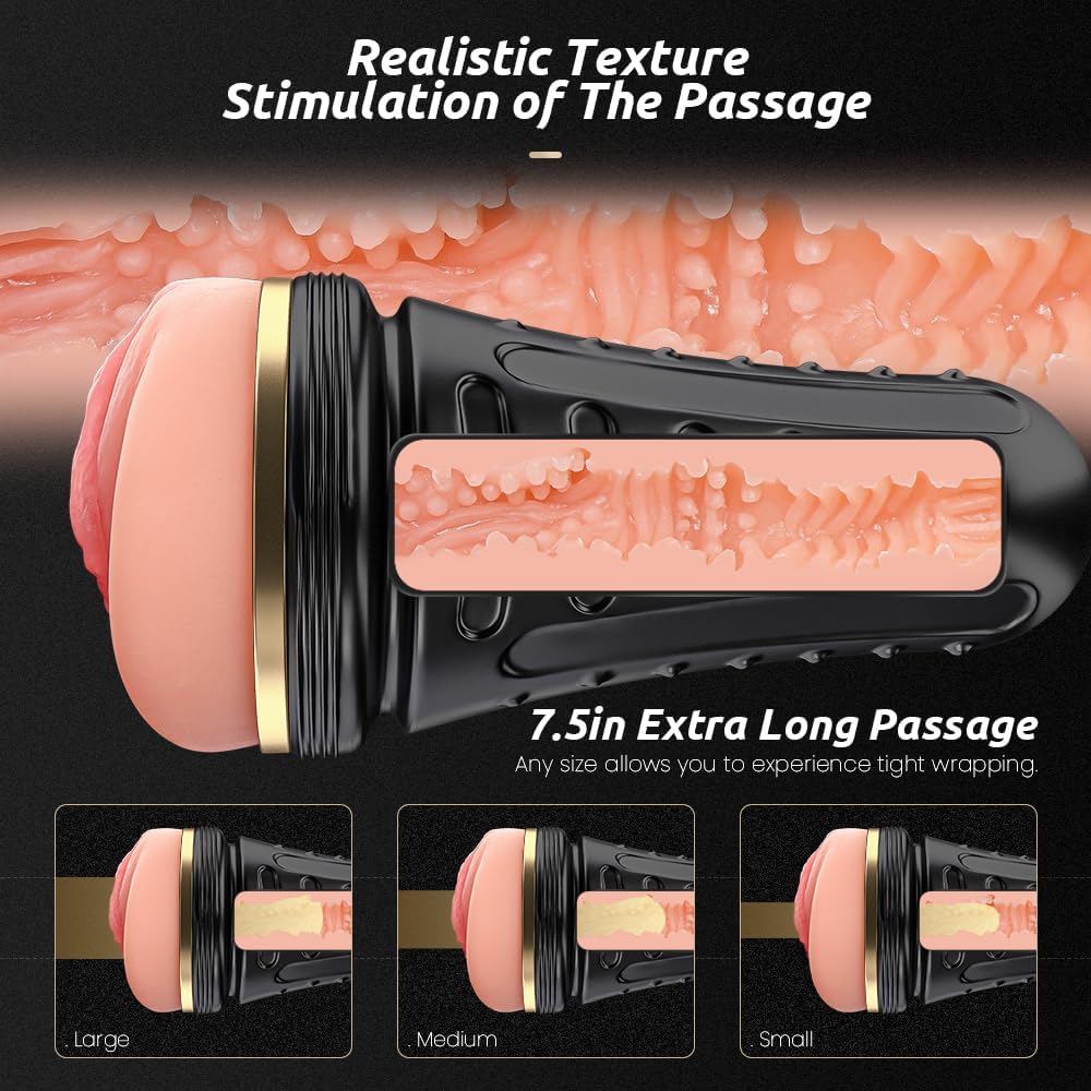 Male Masturbator Realistic Pocket Pussy Vagina Textured with 7.5in Depth