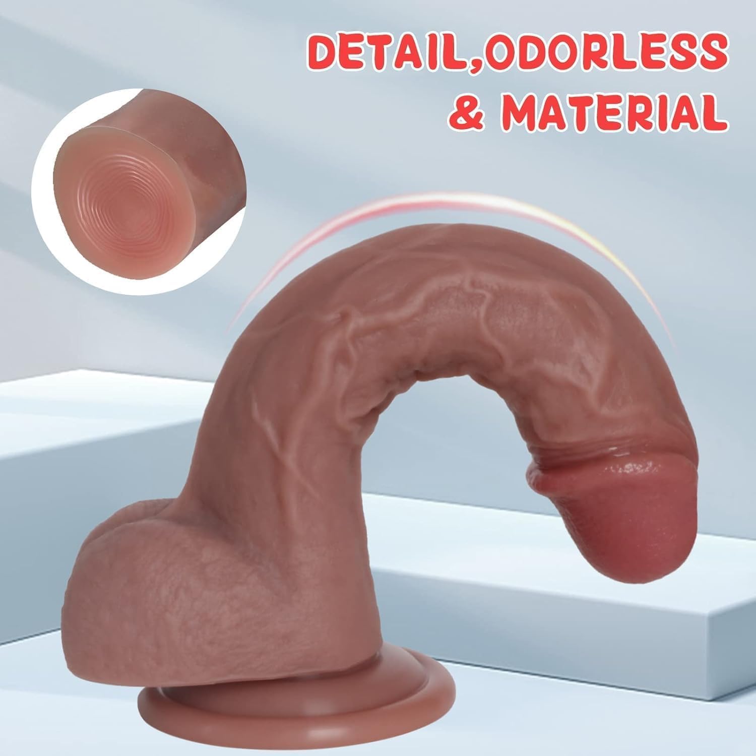 7.8" Realistic Flesh Liquid Silicone Dildo with Strong Suction Cup
