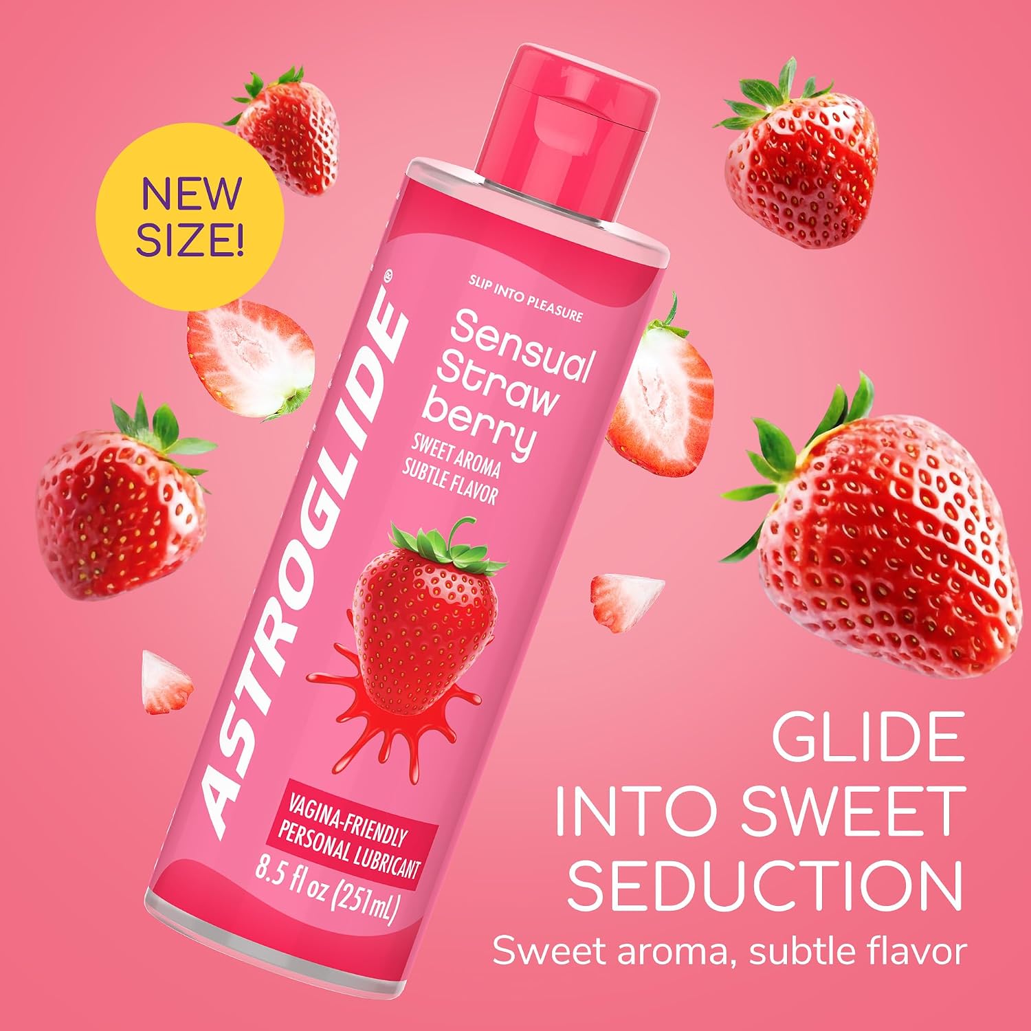 Strawberry Flavored Edible Lubricant, Hypoallergenic, 8.5 Fl Oz