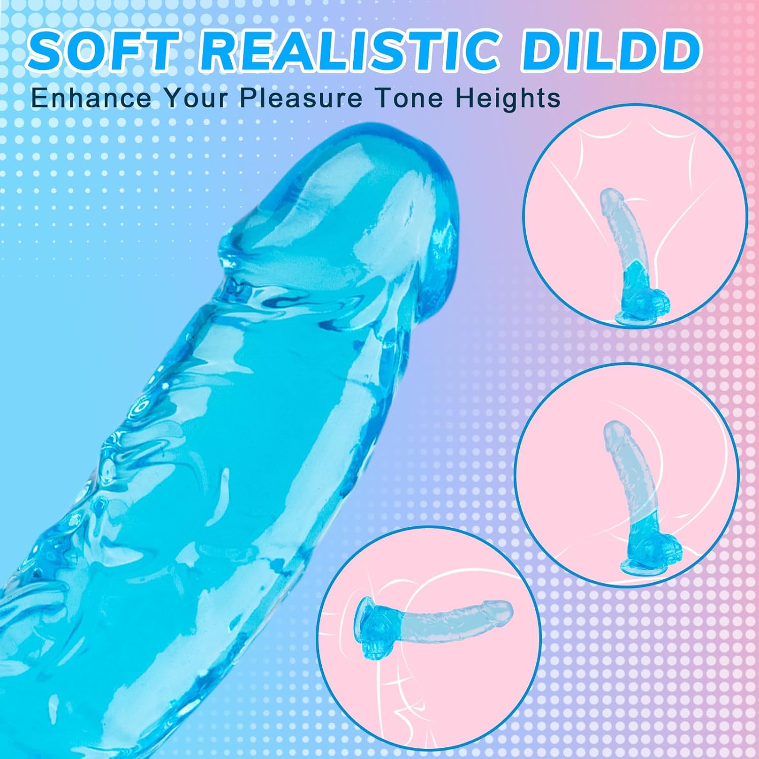 7 Inch Realistic Dildo, Soft Blue