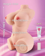 Vibrating Sex Doll Male Masturbator - 5.8LB Realistic Silicone Sex Doll Torso Pocket Pussy