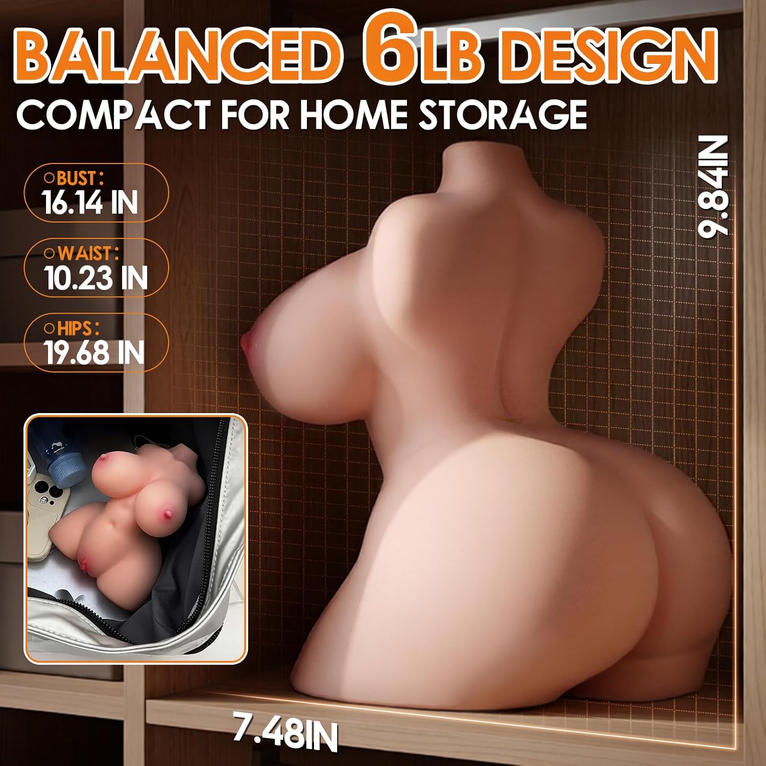 Sex Doll Torso Male Sex Toy with Bouncing Jiggly Boobs & Ass