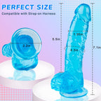 7 Inch Realistic Dildo, Soft Blue