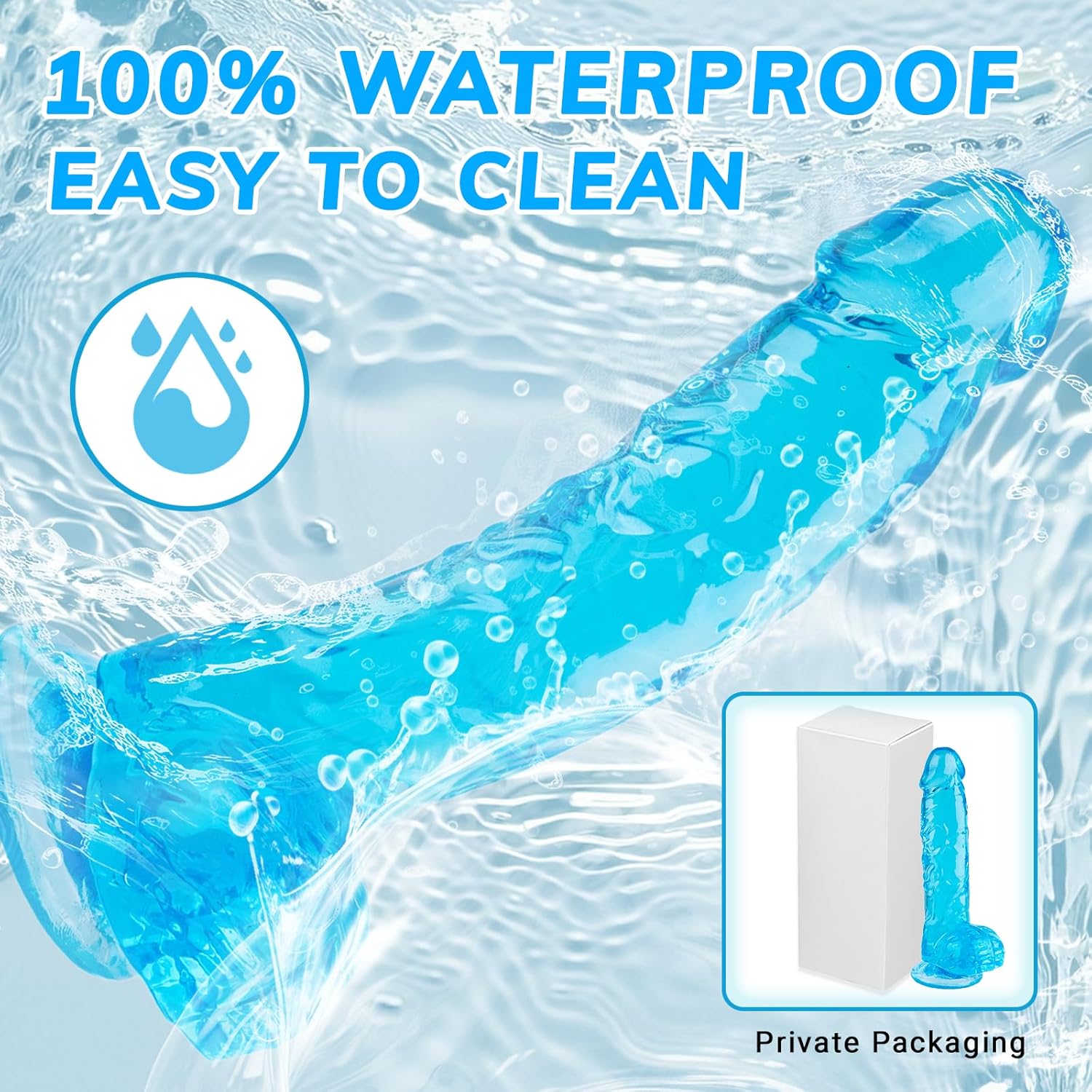7 Inch Realistic Dildo, Soft Blue